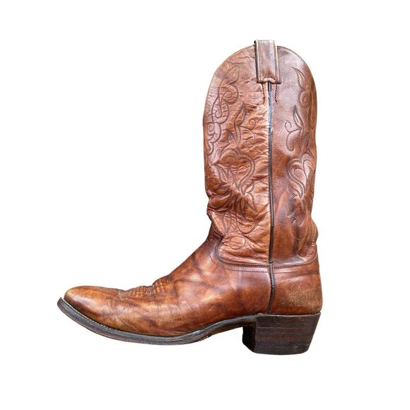 Vtg Justin 1879 Style 1651 Marbled Deerlite Cowboy Boots Mens 9 D Brown Western main image 8